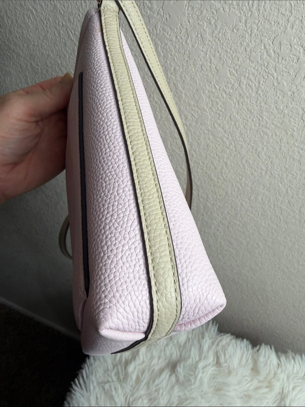 kate spade Pale Pink Pebbled Leather Crossbody with Floral Charm and Dust Bag